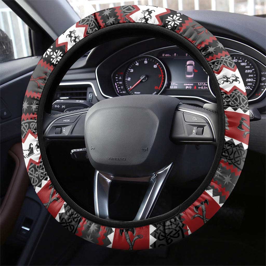 Vikings Christmas Steering Wheel Cover Fa La La La Fus Ro Dah - Wonder Print Shop