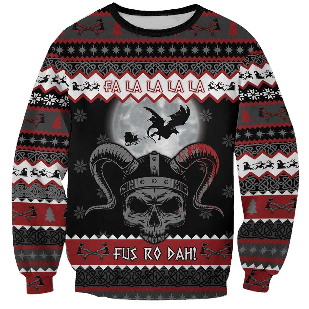 Vikings Christmas Sweatshirt Fa La La La Fus Ro Dah - Wonder Print Shop