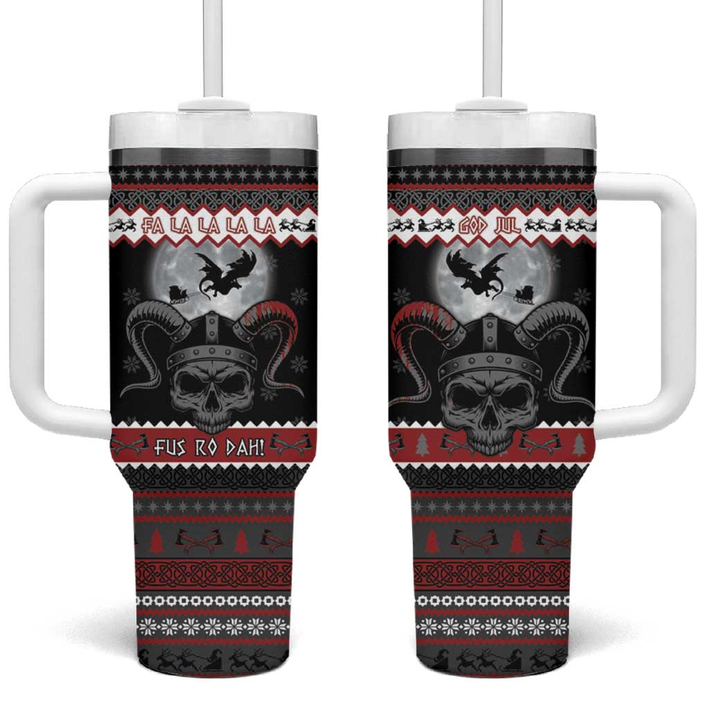 Vikings Christmas Tumbler With Handle Fa La La La Fus Ro Dah - Wonder Print Shop
