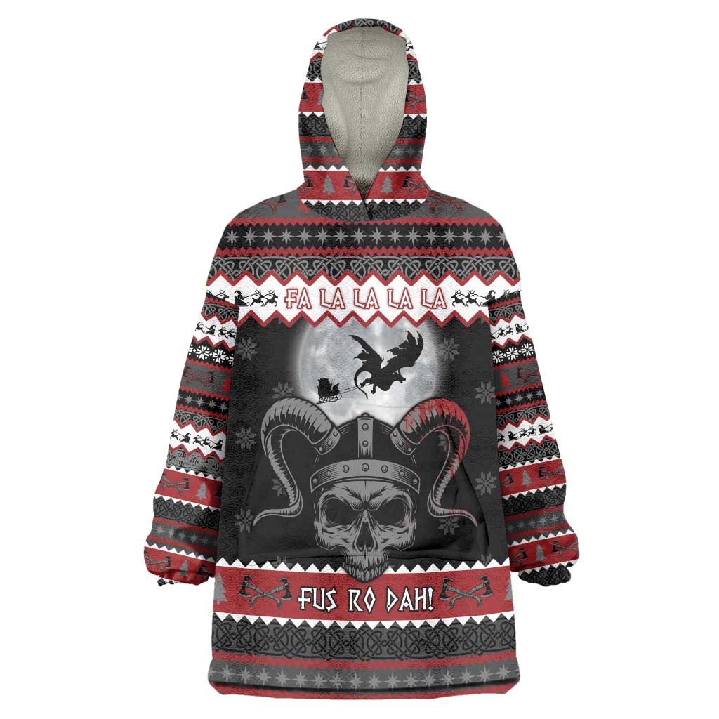 Vikings Christmas Wearable Blanket Hoodie Fa La La La Fus Ro Dah - Wonder Print Shop