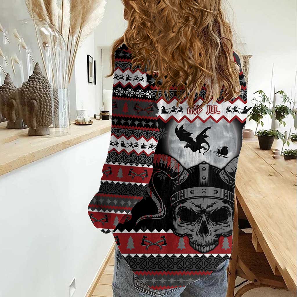 Vikings Christmas Women Casual Shirt Fa La La La Fus Ro Dah - Wonder Print Shop
