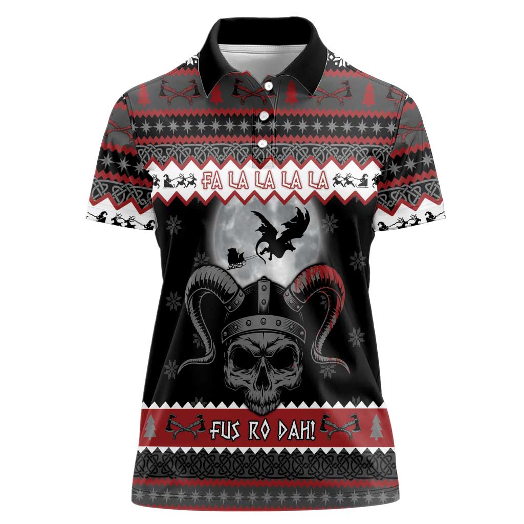 Vikings Christmas Women Polo Shirt Fa La La La Fus Ro Dah - Wonder Print Shop