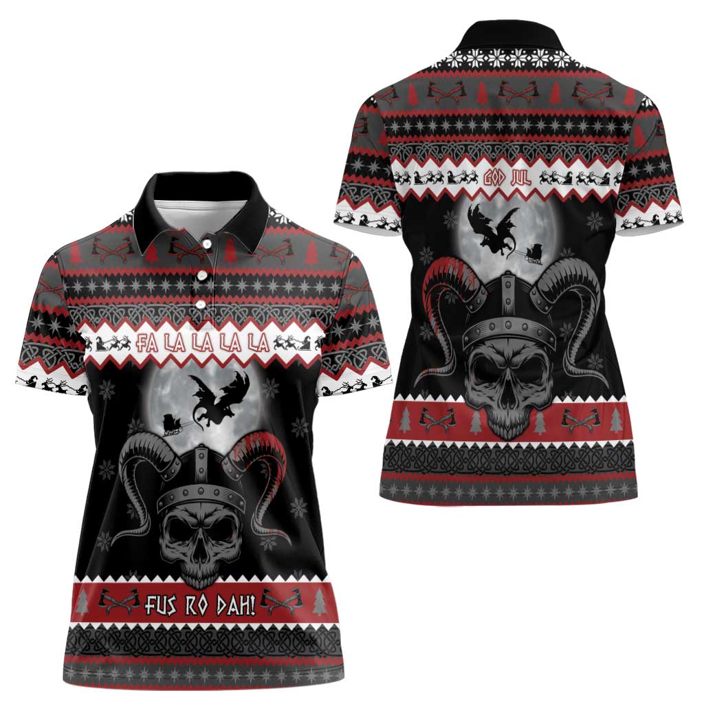 Vikings Christmas Women Polo Shirt Fa La La La Fus Ro Dah - Wonder Print Shop