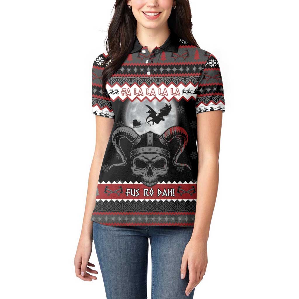 Vikings Christmas Women Polo Shirt Fa La La La Fus Ro Dah - Wonder Print Shop