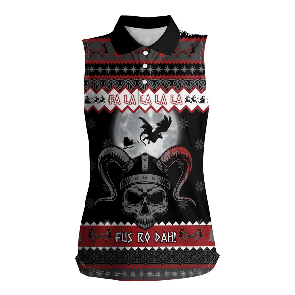 Vikings Christmas Women Sleeveless Polo Shirt Fa La La La Fus Ro Dah - Wonder Print Shop