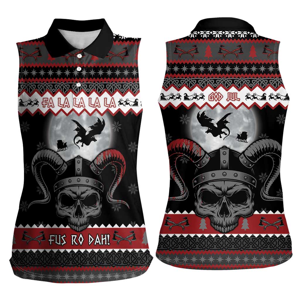 Vikings Christmas Women Sleeveless Polo Shirt Fa La La La Fus Ro Dah - Wonder Print Shop