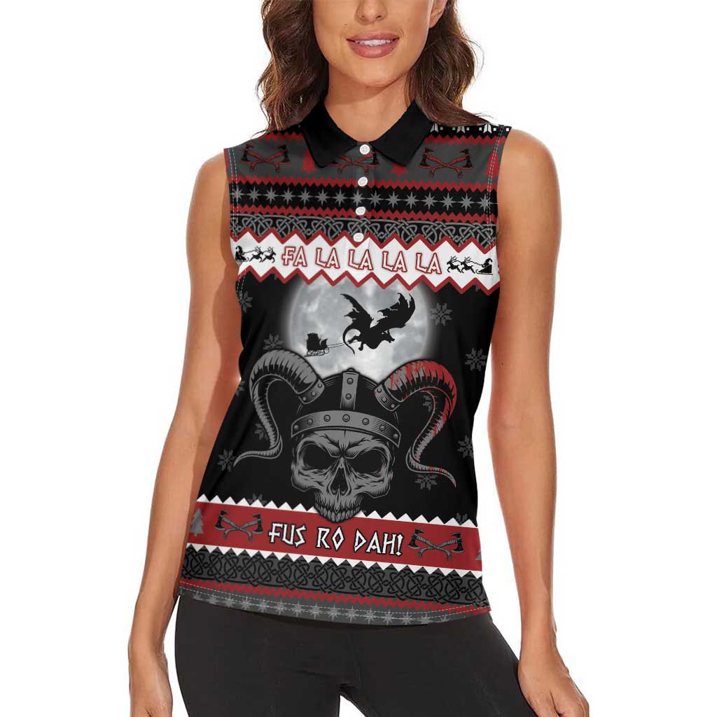 Vikings Christmas Women Sleeveless Polo Shirt Fa La La La Fus Ro Dah - Wonder Print Shop