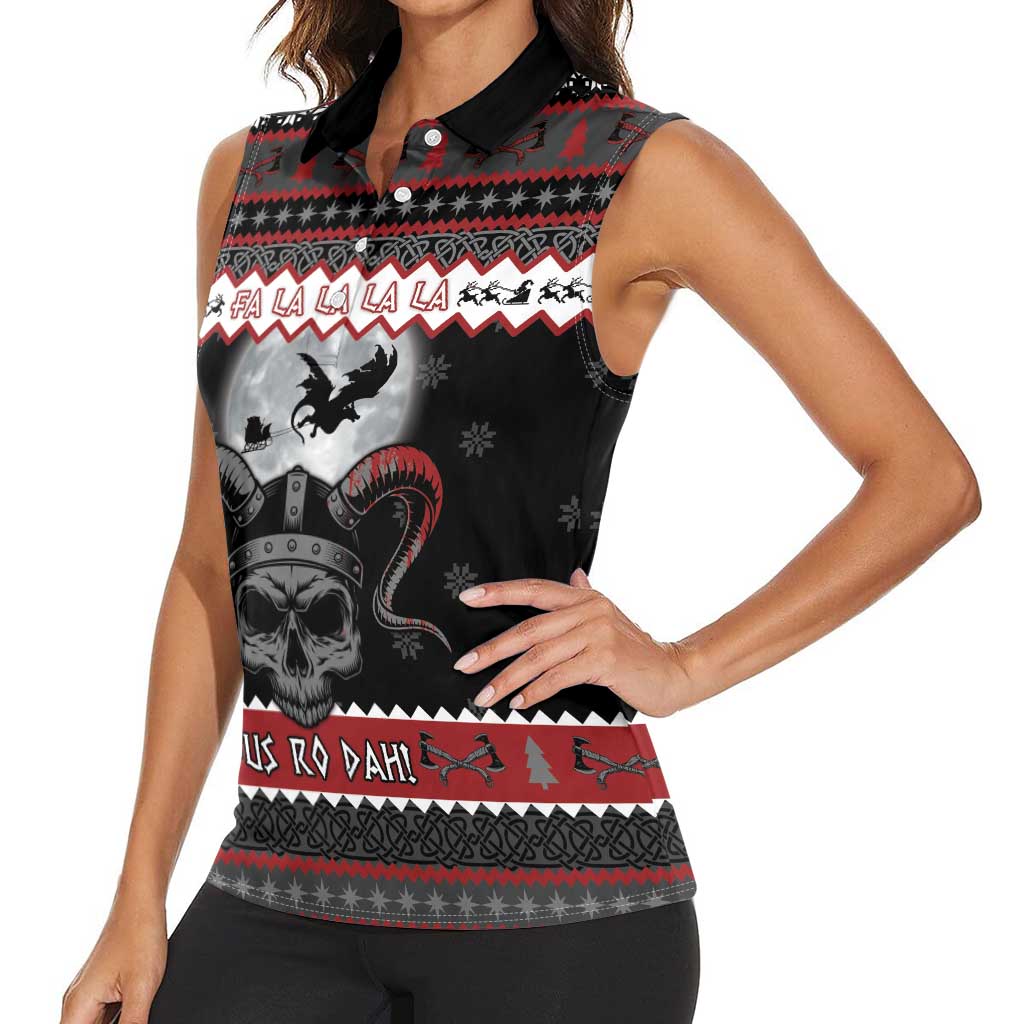 Vikings Christmas Women Sleeveless Polo Shirt Fa La La La Fus Ro Dah - Wonder Print Shop
