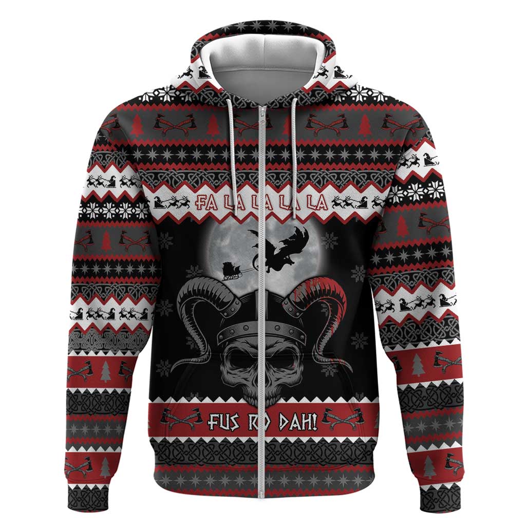 Vikings Christmas Zip Hoodie Fa La La La Fus Ro Dah - Wonder Print Shop