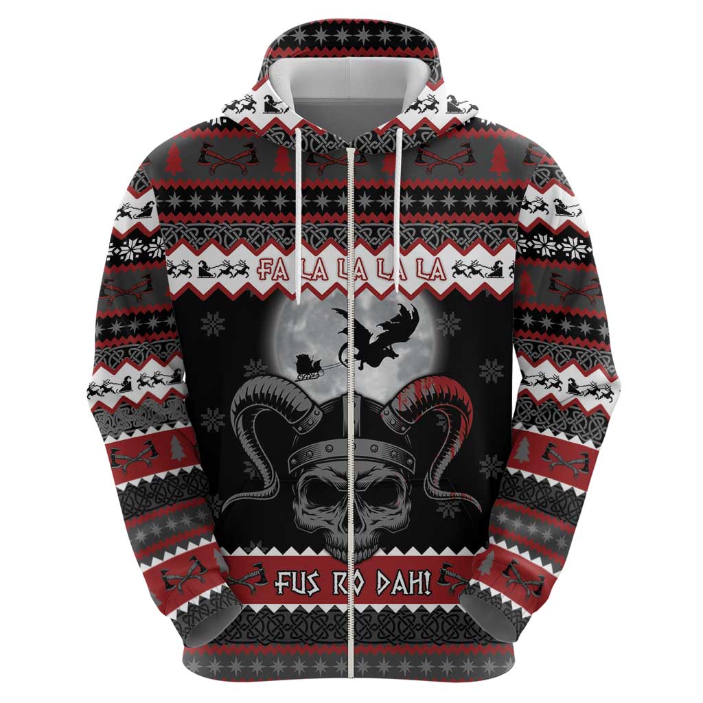 Vikings Christmas Zip Hoodie Fa La La La Fus Ro Dah - Wonder Print Shop