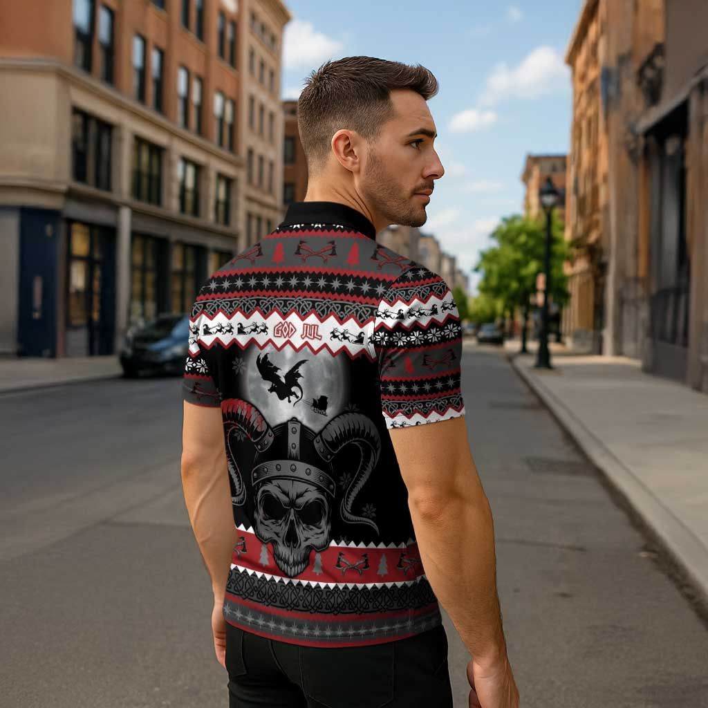 Vikings Christmas Zipper Polo Shirt Fa La La La Fus Ro Dah - Wonder Print Shop