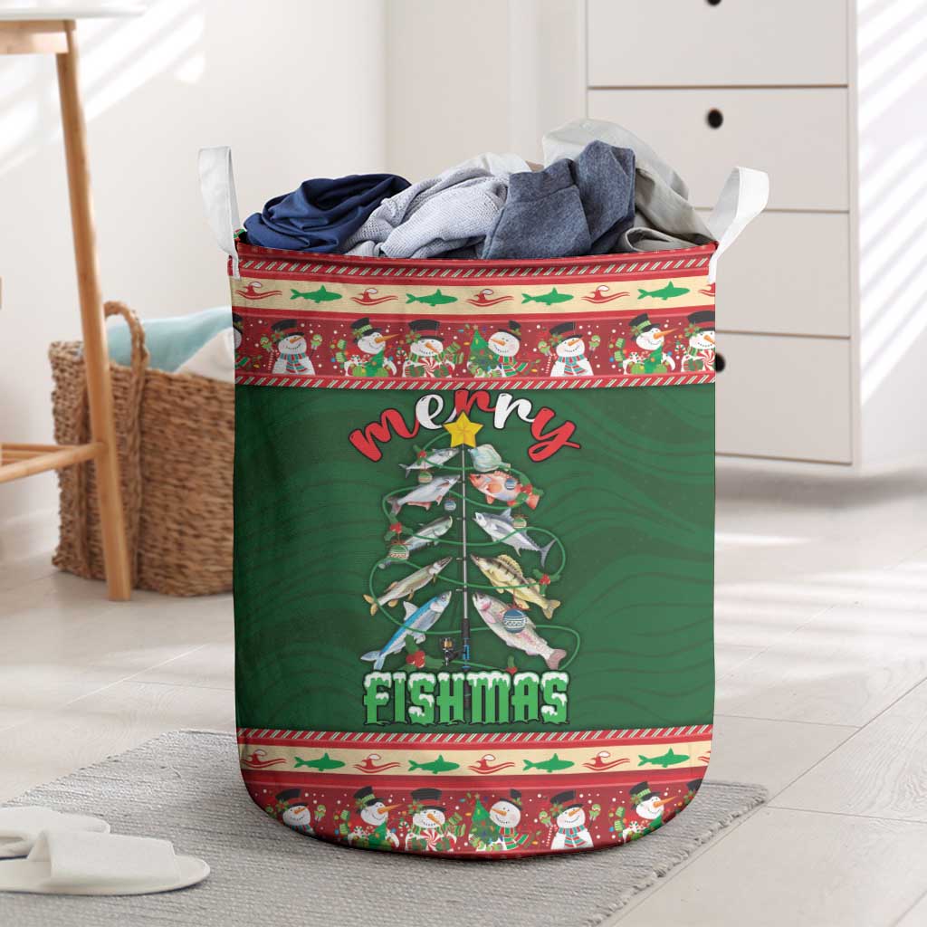 Fishing Christmas Laundry Basket Merry Fishmas - Wonder Print Shop