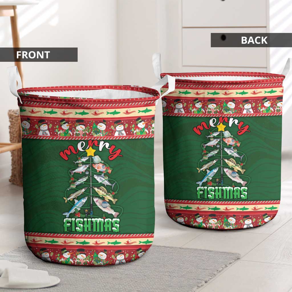 Fishing Christmas Laundry Basket Merry Fishmas - Wonder Print Shop