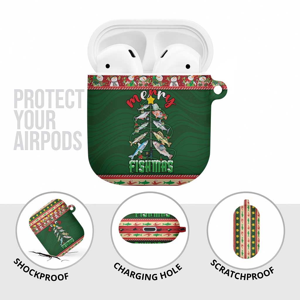 Fishing Christmas AirPods Case Merry Fishmas - Wonder Print Shop