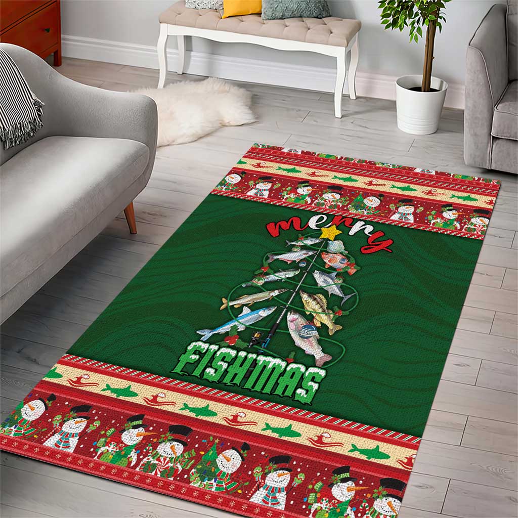 Fishing Christmas Area Rug Merry Fishmas - Wonder Print Shop