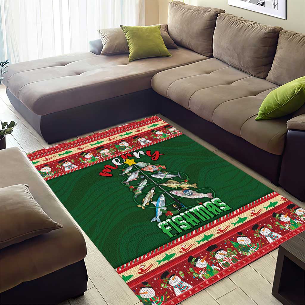 Fishing Christmas Area Rug Merry Fishmas - Wonder Print Shop