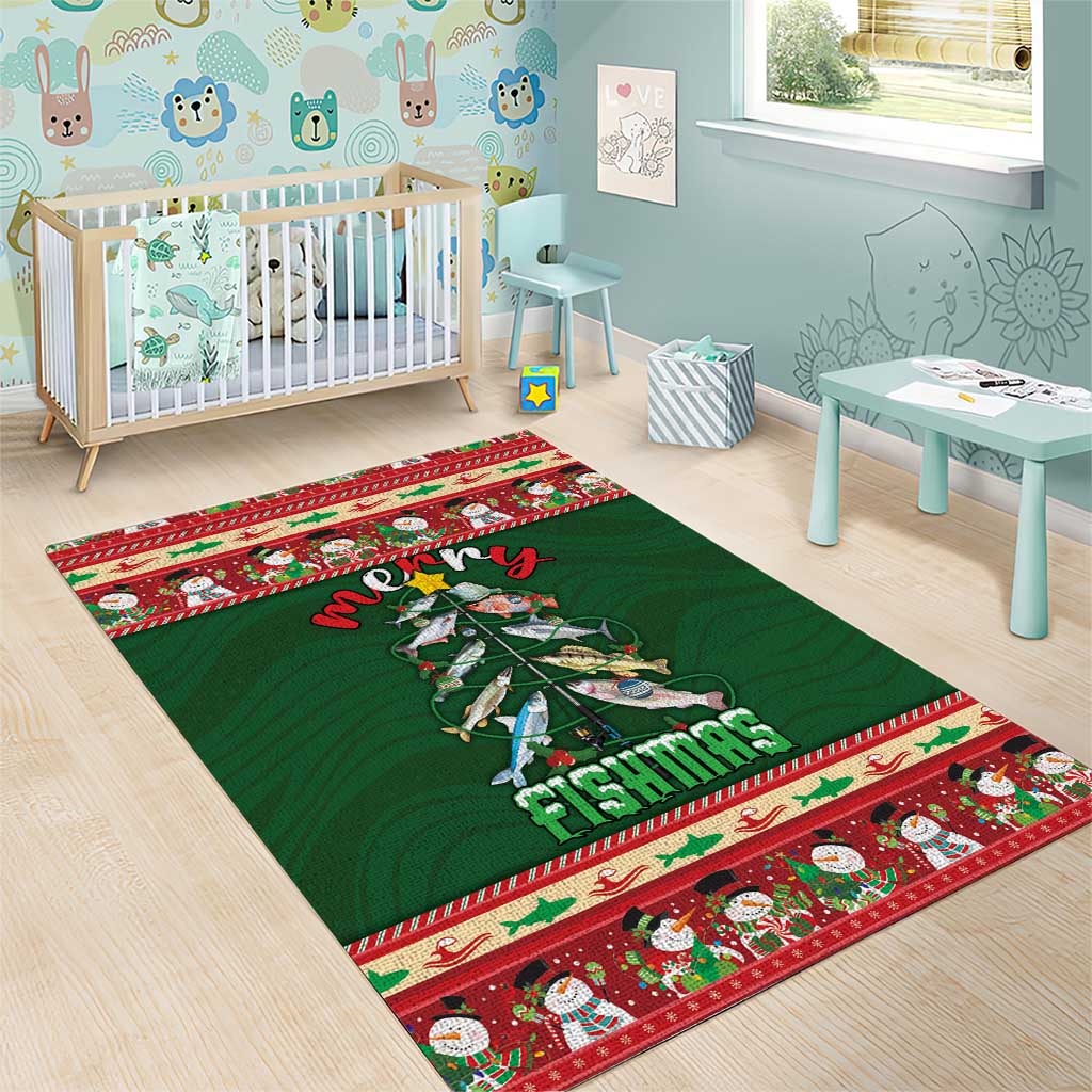 Fishing Christmas Area Rug Merry Fishmas - Wonder Print Shop