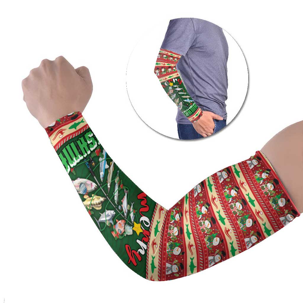 Fishing Christmas Arm Sleeves Merry Fishmas - Wonder Print Shop