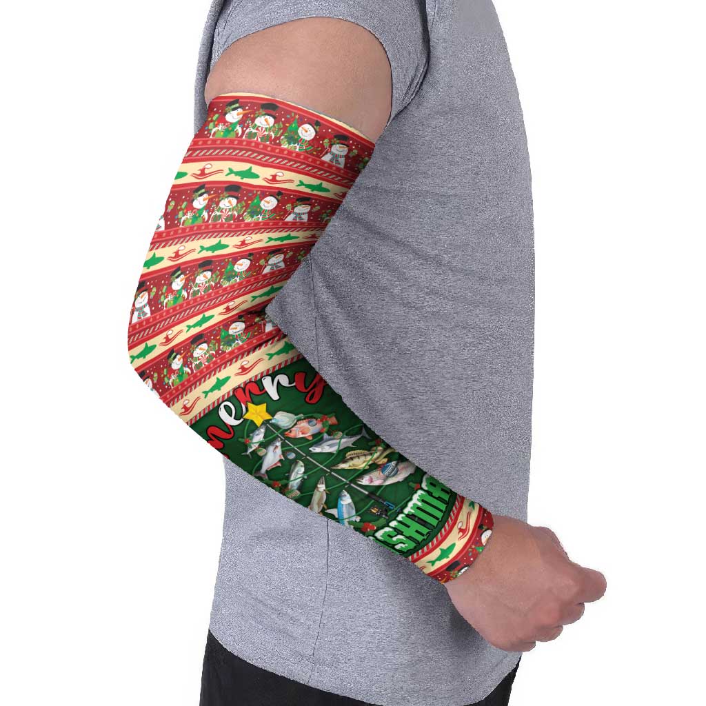 Fishing Christmas Arm Sleeves Merry Fishmas - Wonder Print Shop