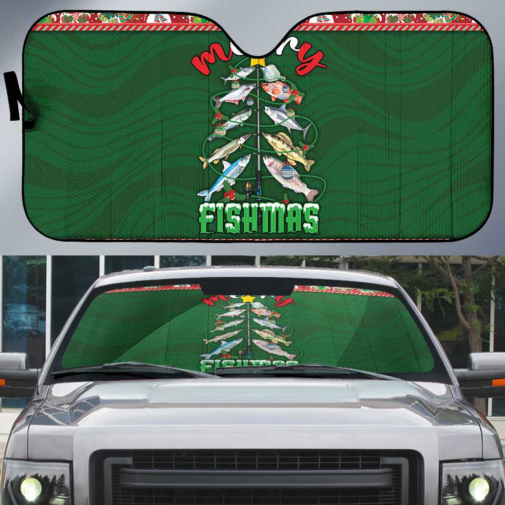 Fishing Christmas Auto Sun Shade Merry Fishmas - Wonder Print Shop