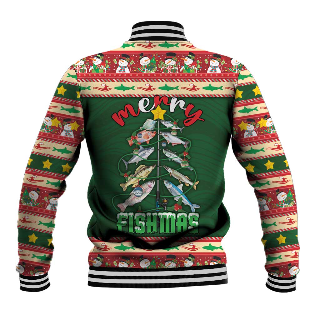 Fishing Christmas Baseball Jacket Merry Fishmas - Wonder Print Shop