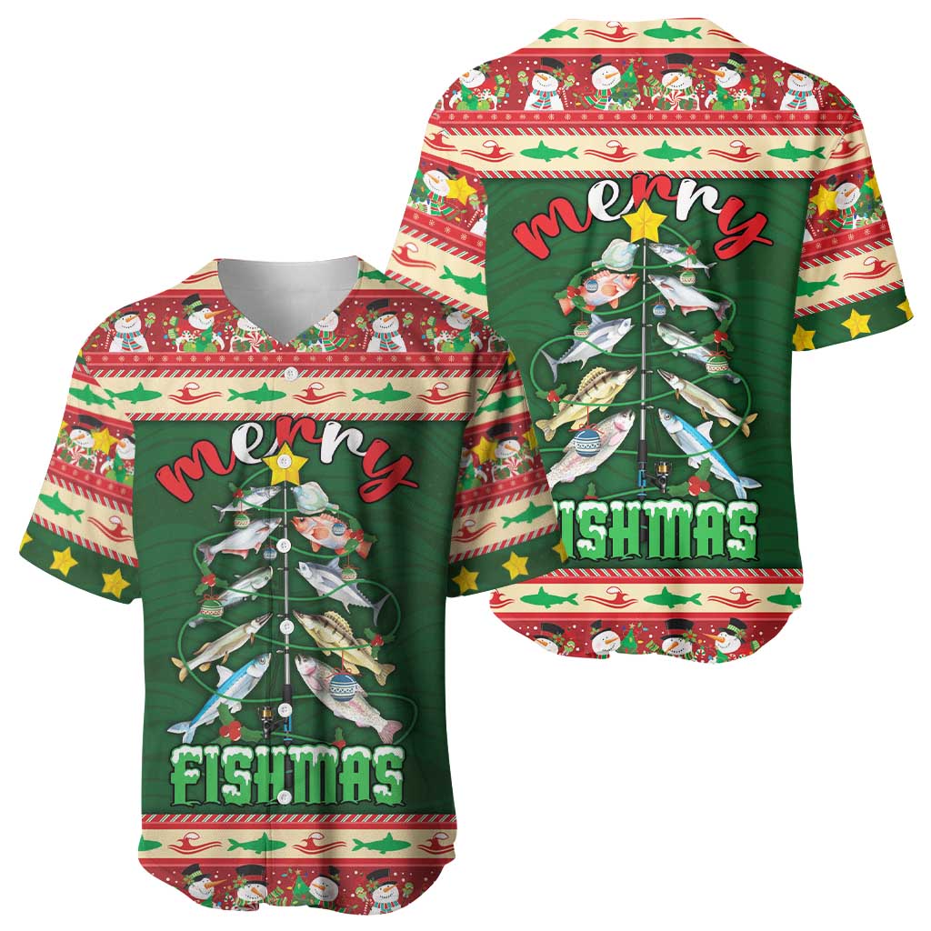 Fishing Christmas Baseball Jersey Merry Fishmas - Wonder Print Shop