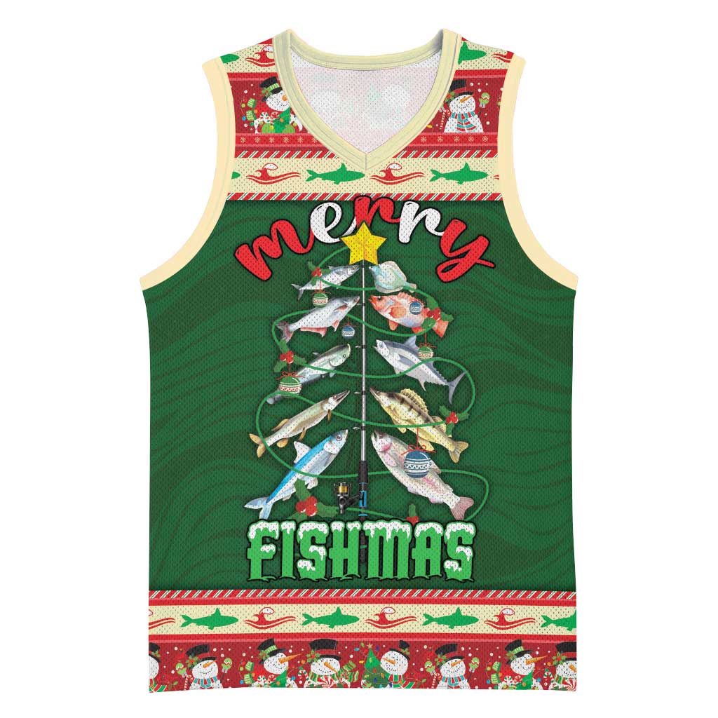 Fishing Christmas Basketball Jersey Merry Fishmas - Wonder Print Shop