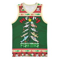 Fishing Christmas Basketball Jersey Merry Fishmas - Wonder Print Shop