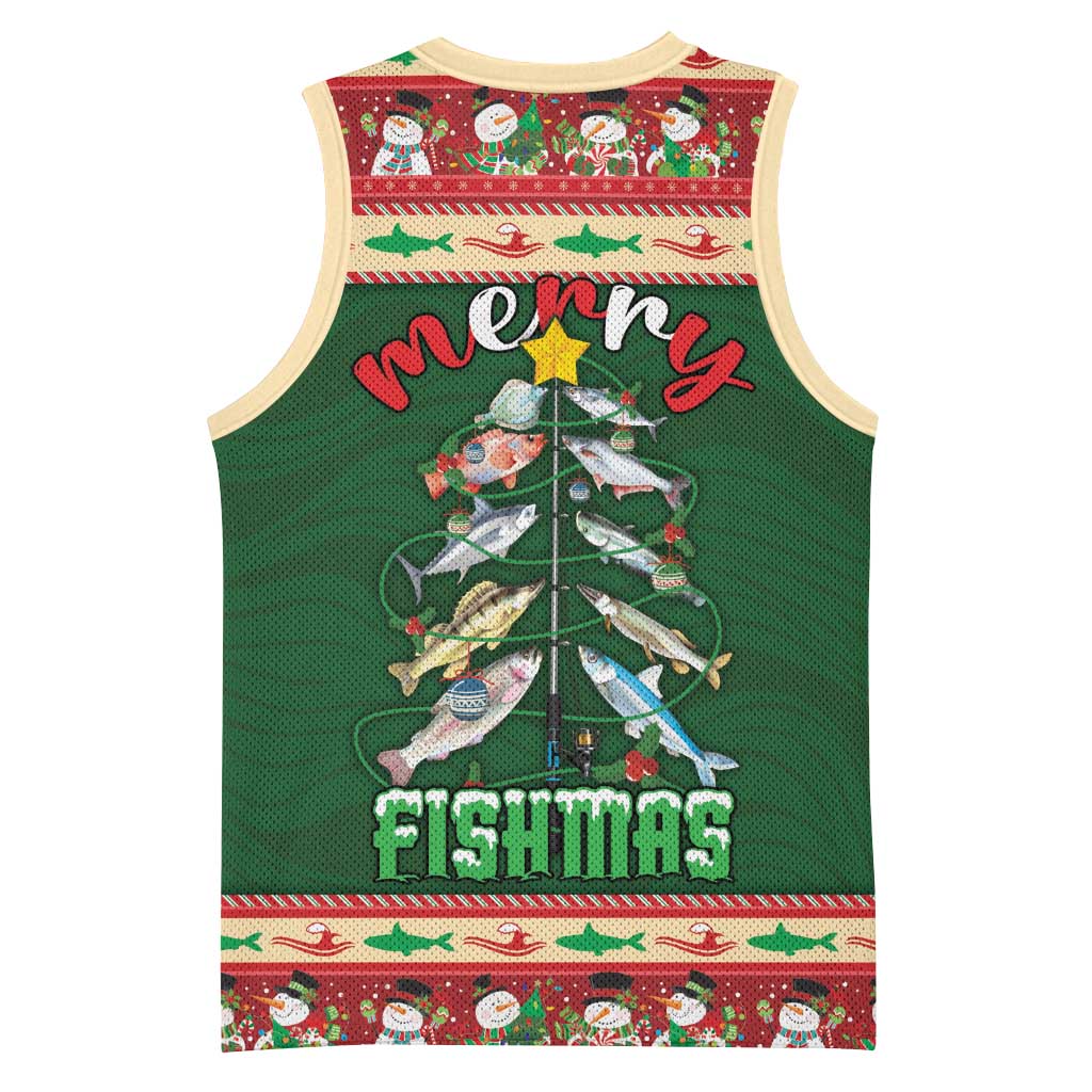Fishing Christmas Basketball Jersey Merry Fishmas - Wonder Print Shop