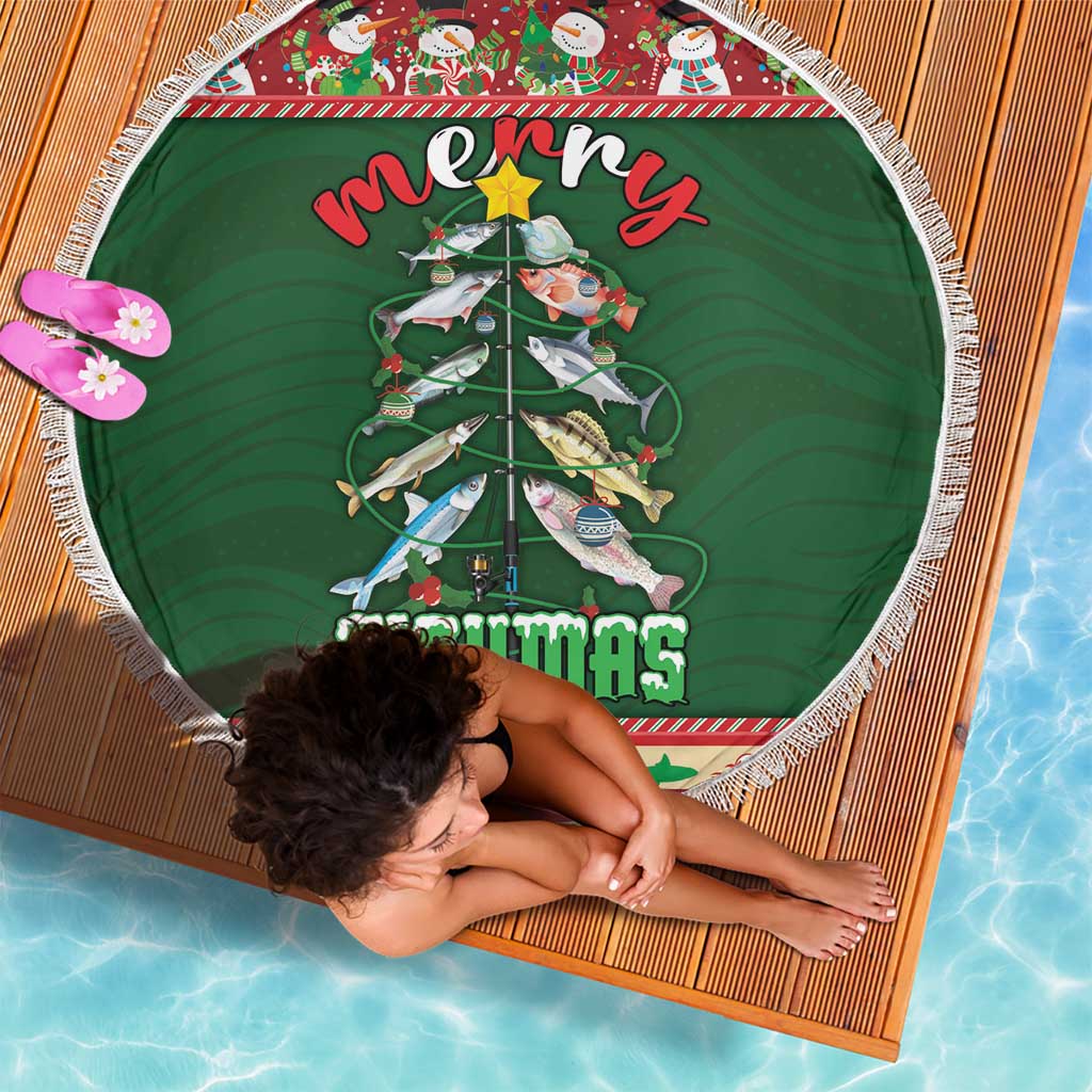 Fishing Christmas Beach Blanket Merry Fishmas - Wonder Print Shop
