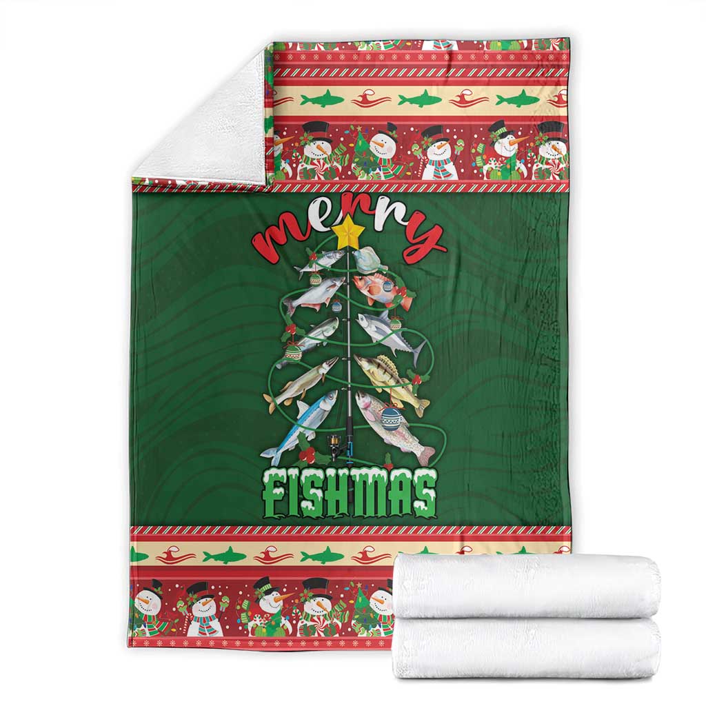 Fishing Christmas Blanket Merry Fishmas - Wonder Print Shop