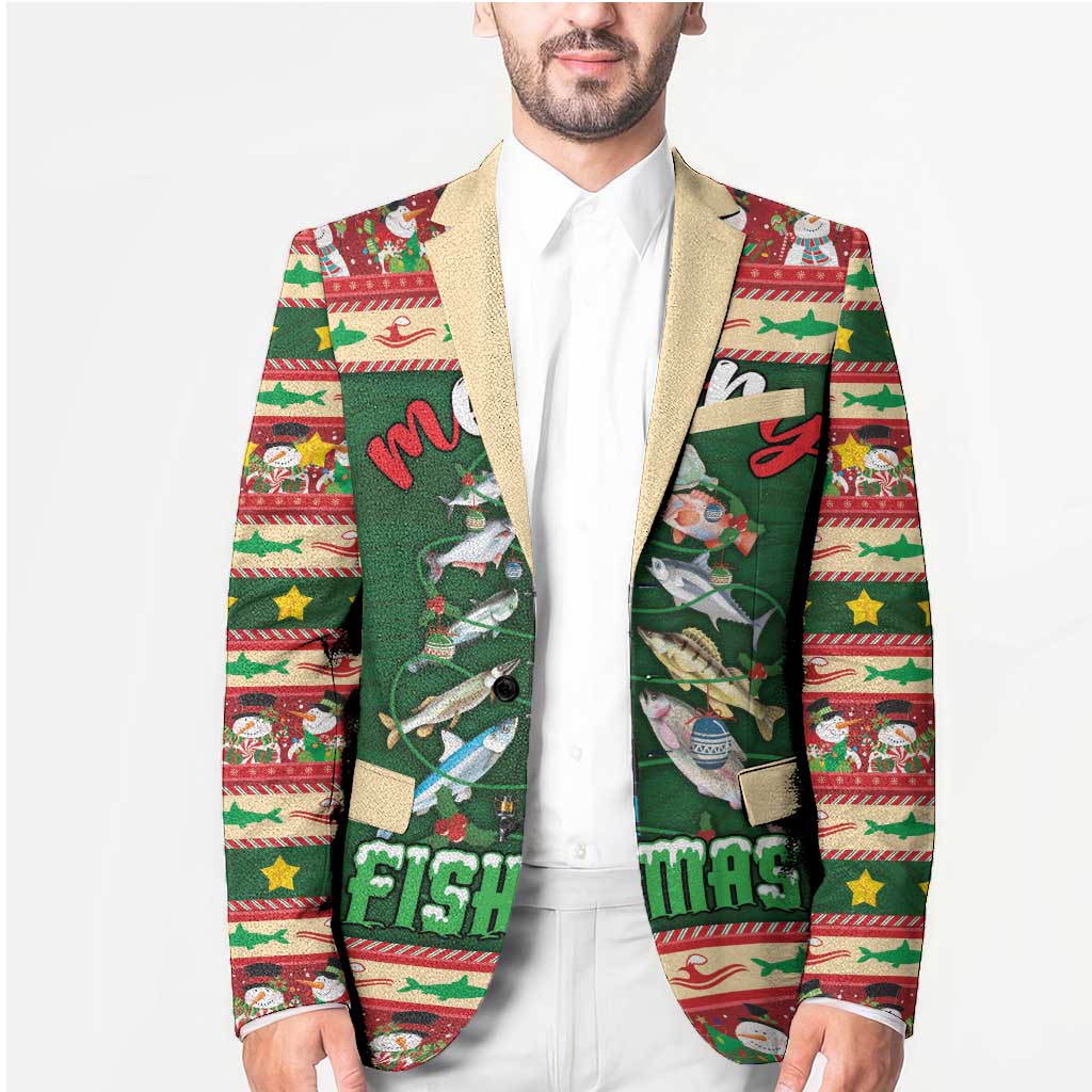 Fishing Christmas Blazer Merry Fishmas - Wonder Print Shop