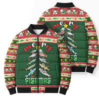 Fishing Christmas Bomber Puffer Jacket Merry Fishmas - Wonder Print Shop
