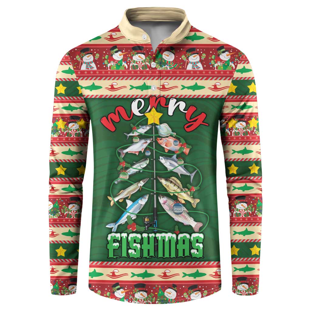 Fishing Christmas Button Sweatshirt Merry Fishmas - Wonder Print Shop