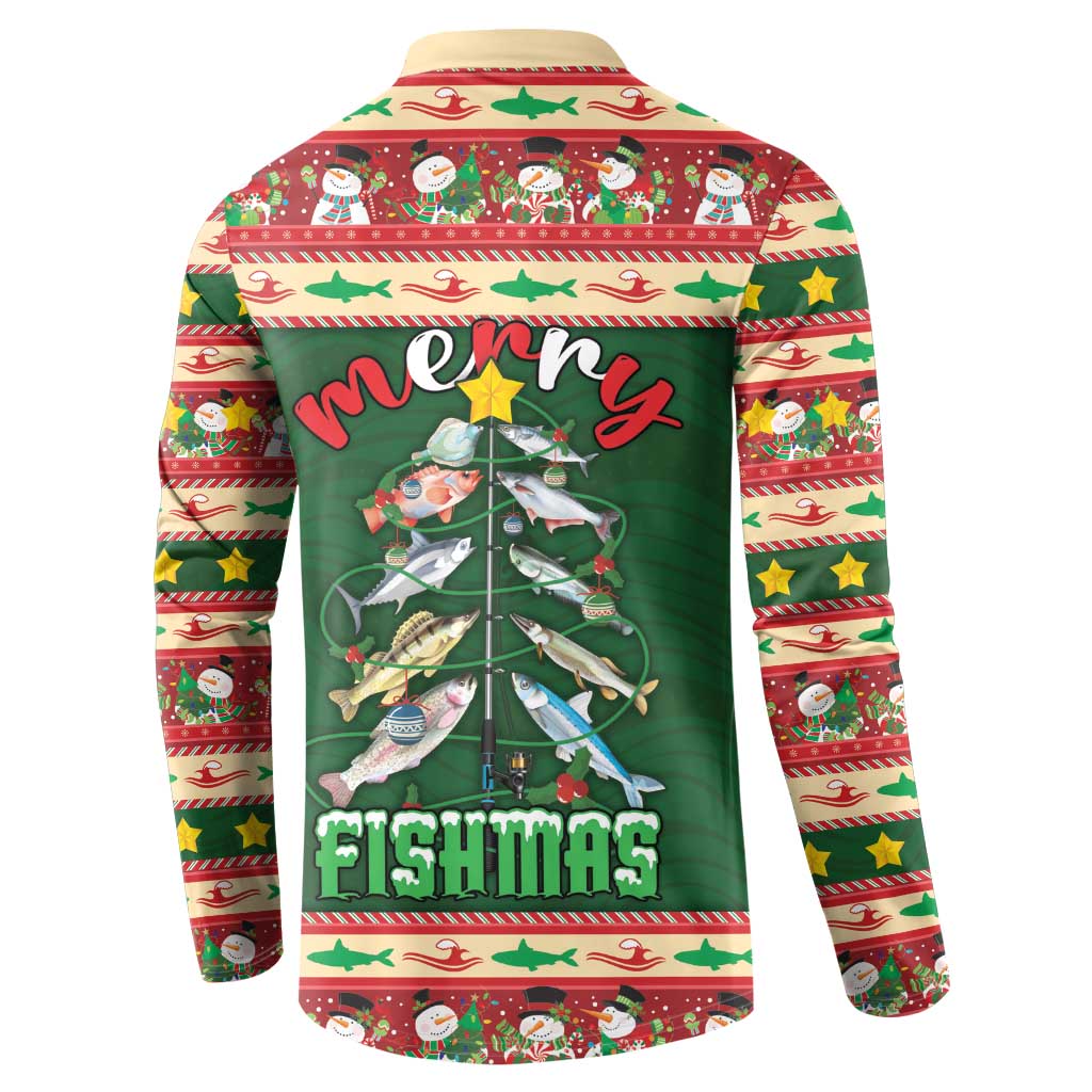 Fishing Christmas Button Sweatshirt Merry Fishmas - Wonder Print Shop