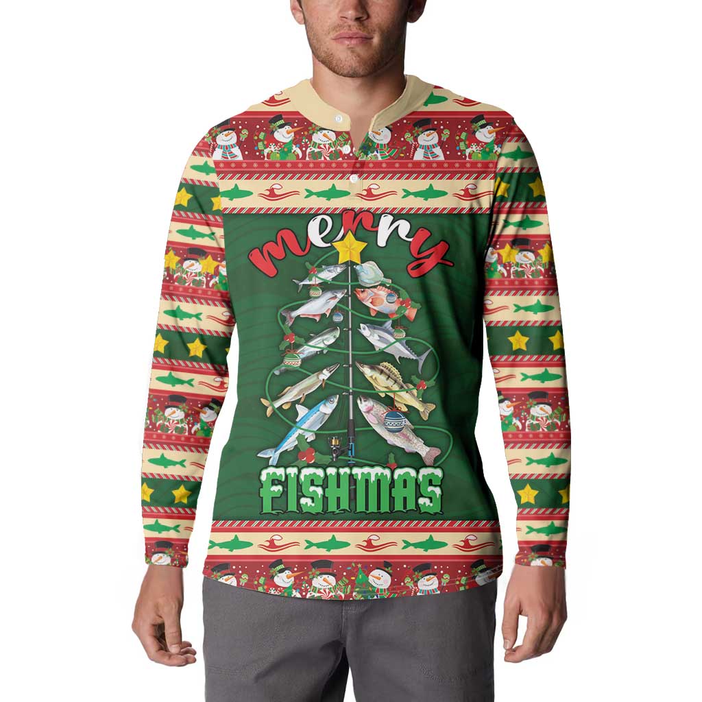 Fishing Christmas Button Sweatshirt Merry Fishmas - Wonder Print Shop