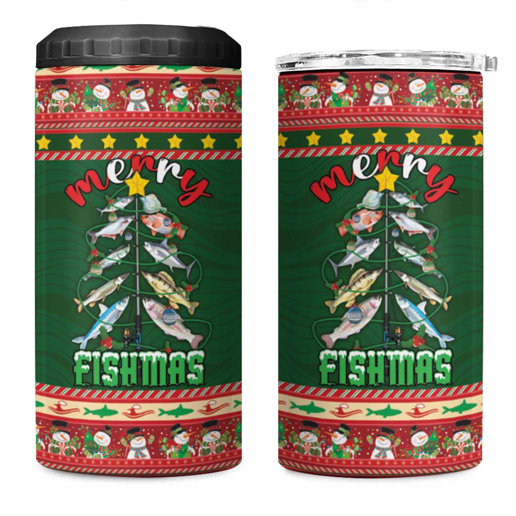 Fishing Christmas 4 in 1 Can Cooler Tumbler Merry Fishmas - Wonder Print Shop