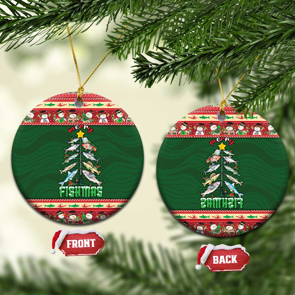 Fishing Christmas Ceramic Ornament Merry Fishmas - Wonder Print Shop