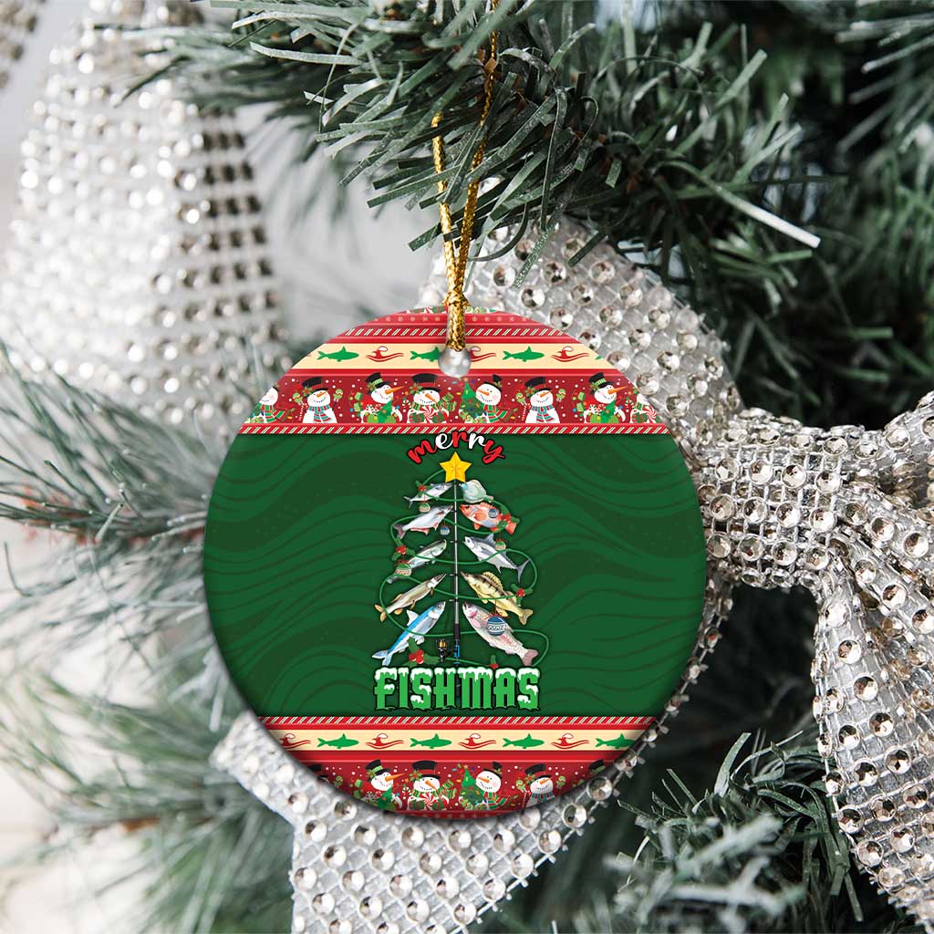 Fishing Christmas Ceramic Ornament Merry Fishmas - Wonder Print Shop