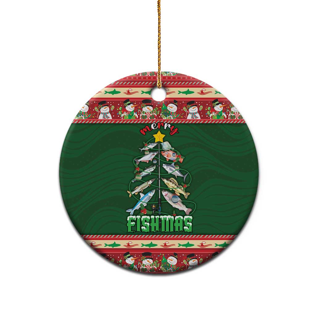 Fishing Christmas Ceramic Ornament Merry Fishmas - Wonder Print Shop