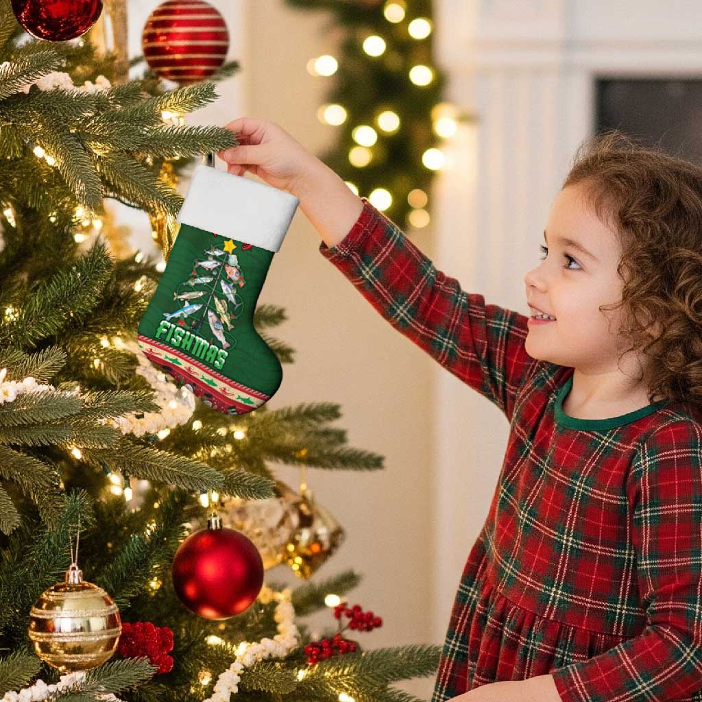 Fishing Christmas Stocking Merry Fishmas - Wonder Print Shop