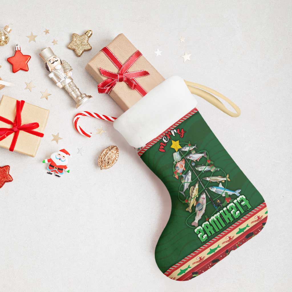 Fishing Christmas Stocking Merry Fishmas - Wonder Print Shop