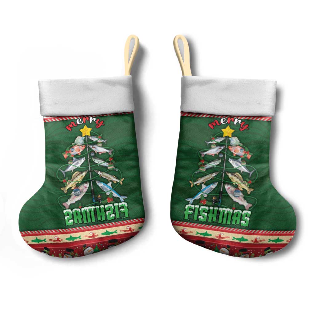 Fishing Christmas Stocking Merry Fishmas - Wonder Print Shop