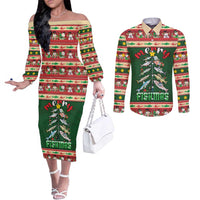 Fishing Christmas Couples Matching Off The Shoulder Long Sleeve Dress and Long Sleeve Button Shirt Merry Fishmas - Wonder Print Shop