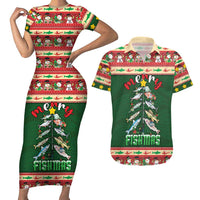 Fishing Christmas Couples Matching Short Sleeve Bodycon Dress and Hawaiian Shirt Merry Fishmas - Wonder Print Shop