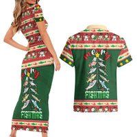 Fishing Christmas Couples Matching Short Sleeve Bodycon Dress and Hawaiian Shirt Merry Fishmas - Wonder Print Shop