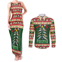 Fishing Christmas Couples Matching Tank Maxi Dress and Long Sleeve Button Shirt Merry Fishmas - Wonder Print Shop