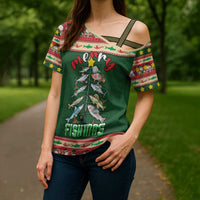 Fishing Christmas Cross Shoulder Shirt Merry Fishmas - Wonder Print Shop