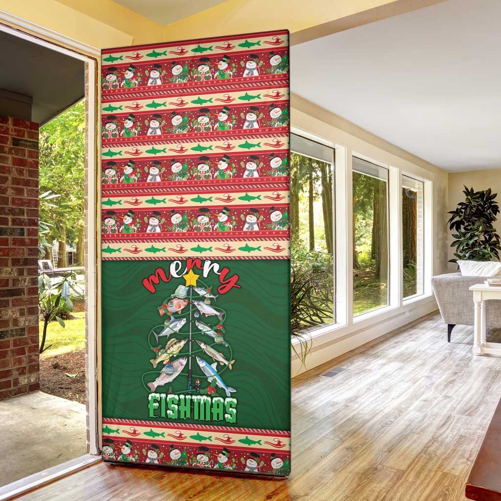 Fishing Christmas Door Cover Merry Fishmas - Wonder Print Shop