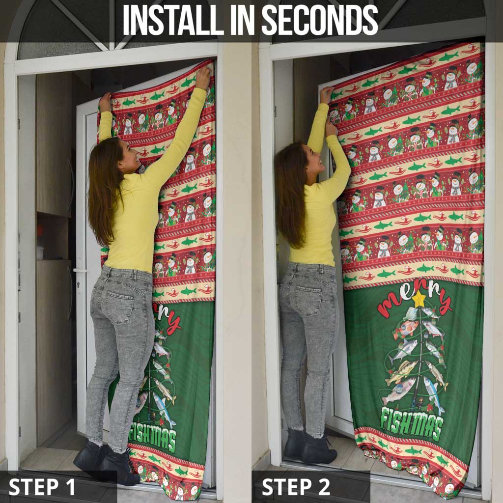 Fishing Christmas Door Cover Merry Fishmas - Wonder Print Shop